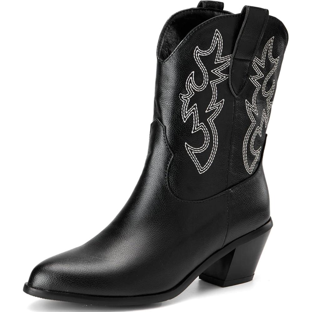 image:imageKurzwelle WesternCowboystiefel mit Spitzen Zehen und BlockabstzenNoir