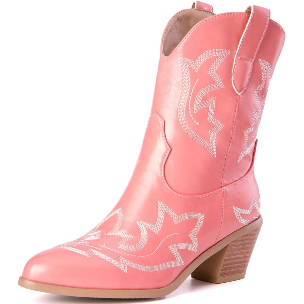 image:imageKurzwelle WesternCowboystiefel mit Spitzen Zehen und BlockabstzenRose 1