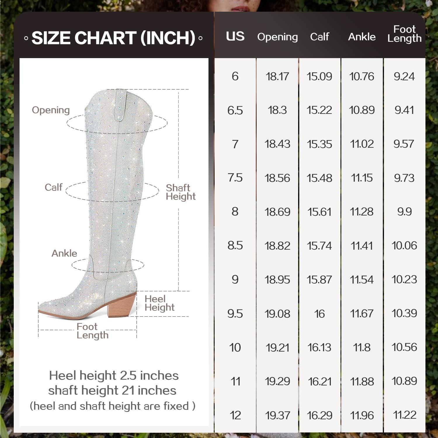 image:imageBottes de cowboy audessus du genou avec strass pour femme bottes de cowgirl scintillantes scintillantes bottes de cuisses occidentales fermetures clair latrales talon pais boutStrass