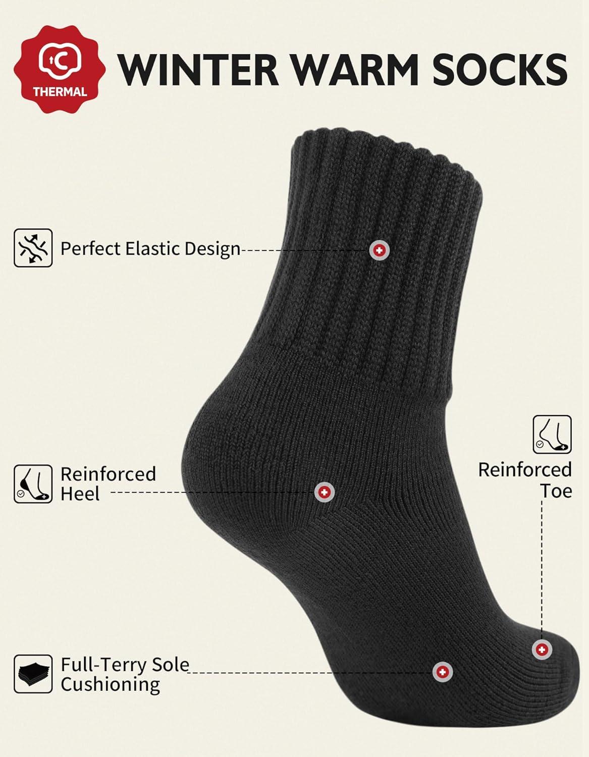 image:imageCLOSEMATE 3 Paires Chaussettes Chaudes Femme 3538 3942 dHiver Thermiques en Coton et Acrylique Antifroid UltraChaud Socquettes paisses Respirantes Multicolores pour Bottes Femme Amples1Noir 1Blanc 1Gris fonc