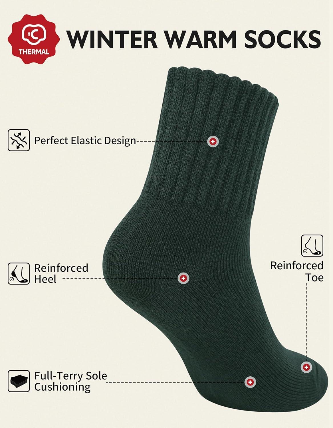 image:imageCLOSEMATE 3 Paires Chaussettes Chaudes Femme 3538 3942 dHiver Thermiques en Coton et Acrylique Antifroid UltraChaud Socquettes paisses Respirantes Multicolores pour Bottes Femme Amples1Vert fonc 1Brun 1Noir