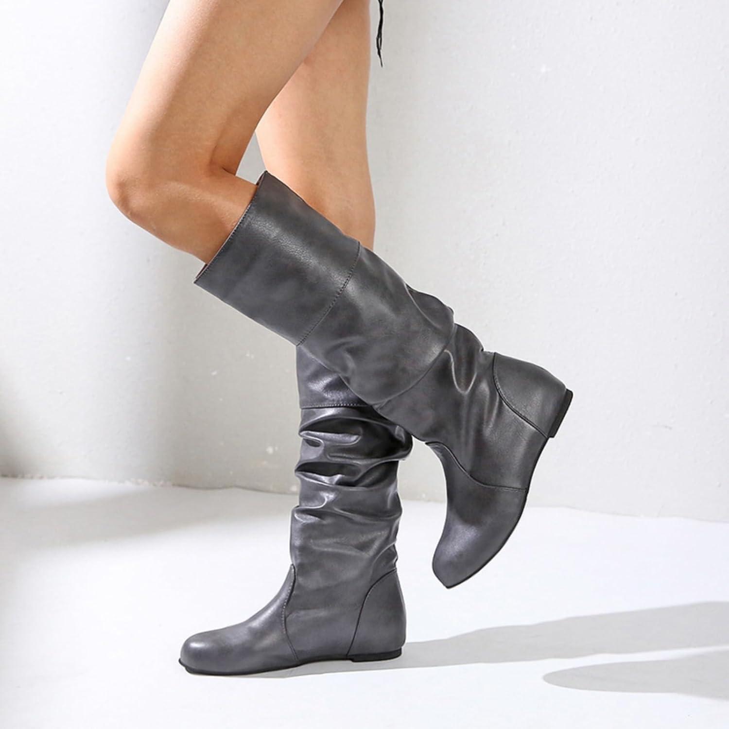 image:imageENEN Santiag Femme Cuir Western Taille 3543 Santiag Femme Gros Mollet Bottes Cowboy Talon Haut avec Fermeture clair Bottes Western Country pour Trekking4321 Kaki