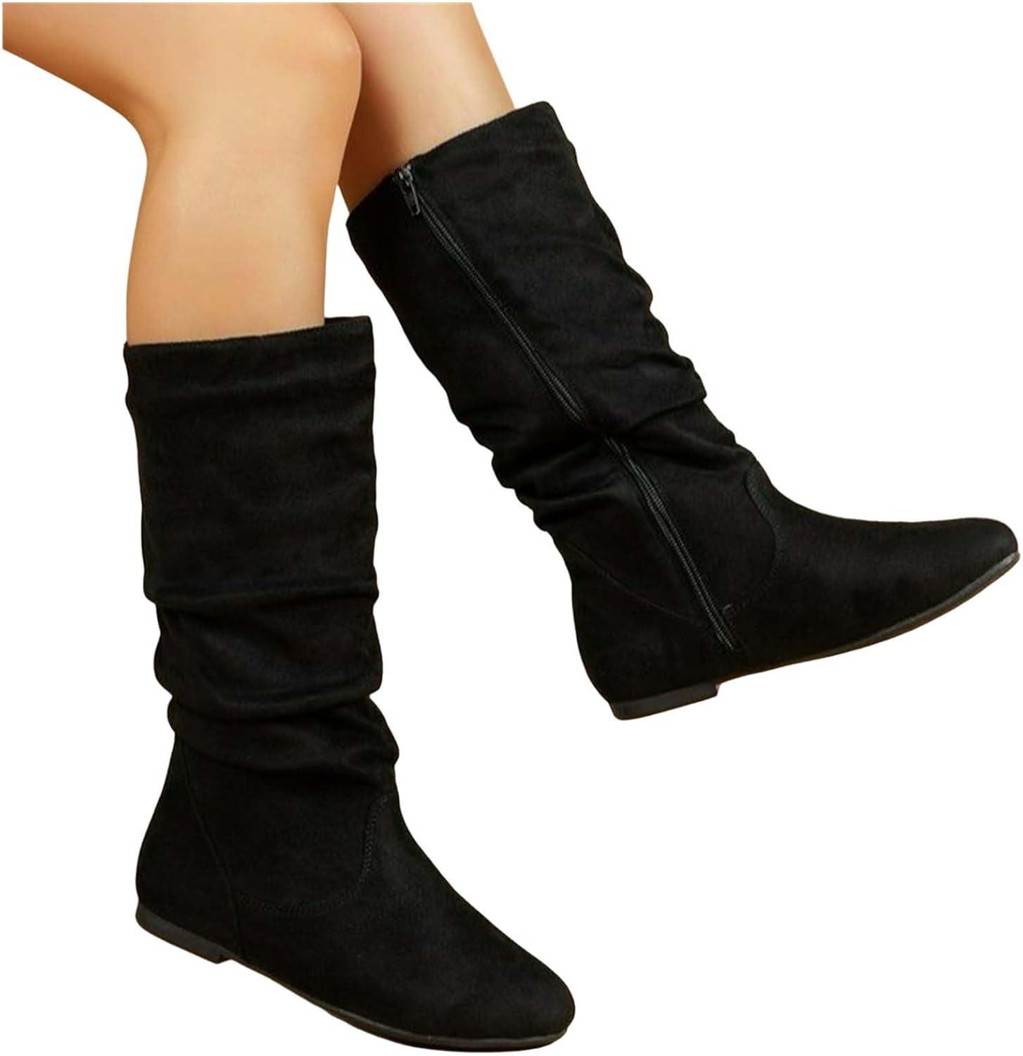 image:imageGenerisch Bottines pour femme lgantes En daim Pointues Style mdival Bottes mihautes Bottes western Bottes de transitionNoir
