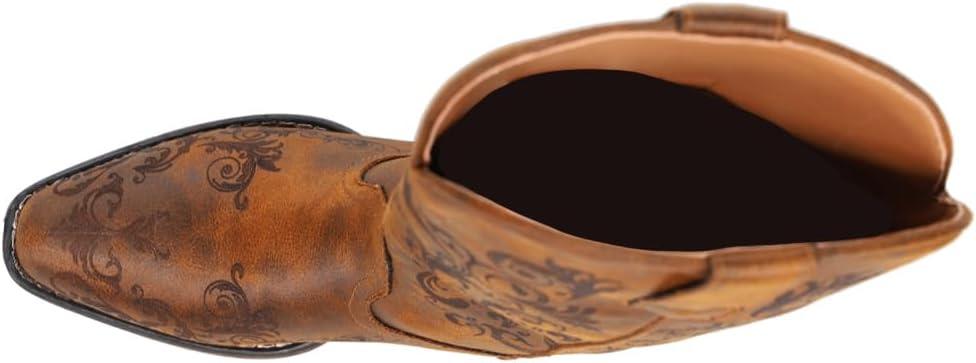 image:imageROPER Bottes brodes bout pointu dcontractes pour femmes talon bas mimollet 2551 cm MarronPeau