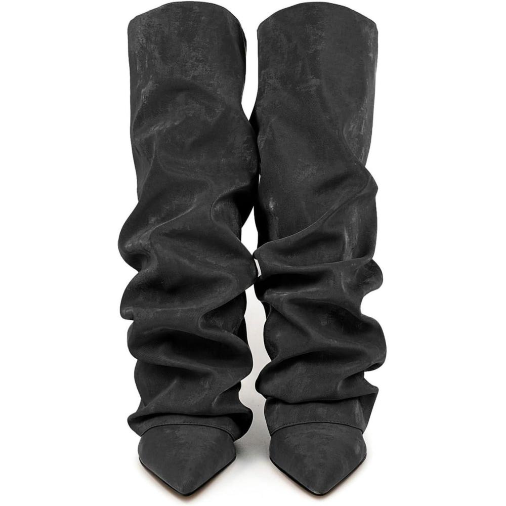 image:imageBottes Western Femme Bottes Cuissarde Hiver Femme Petit Talons Longues pour Talon Haut Chaussure Talon Boot Cuir Confortable pourNoir