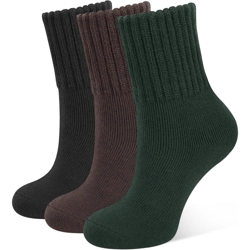 image:imageCLOSEMATE 3 Paires Chaussettes Chaudes Femme 3538 3942 dHiver Thermiques en Coton et Acrylique Antifroid UltraChaud Socquettes paisses Respirantes Multicolores pour Bottes Femme Amples1Vert fonc 1Brun 1Noir