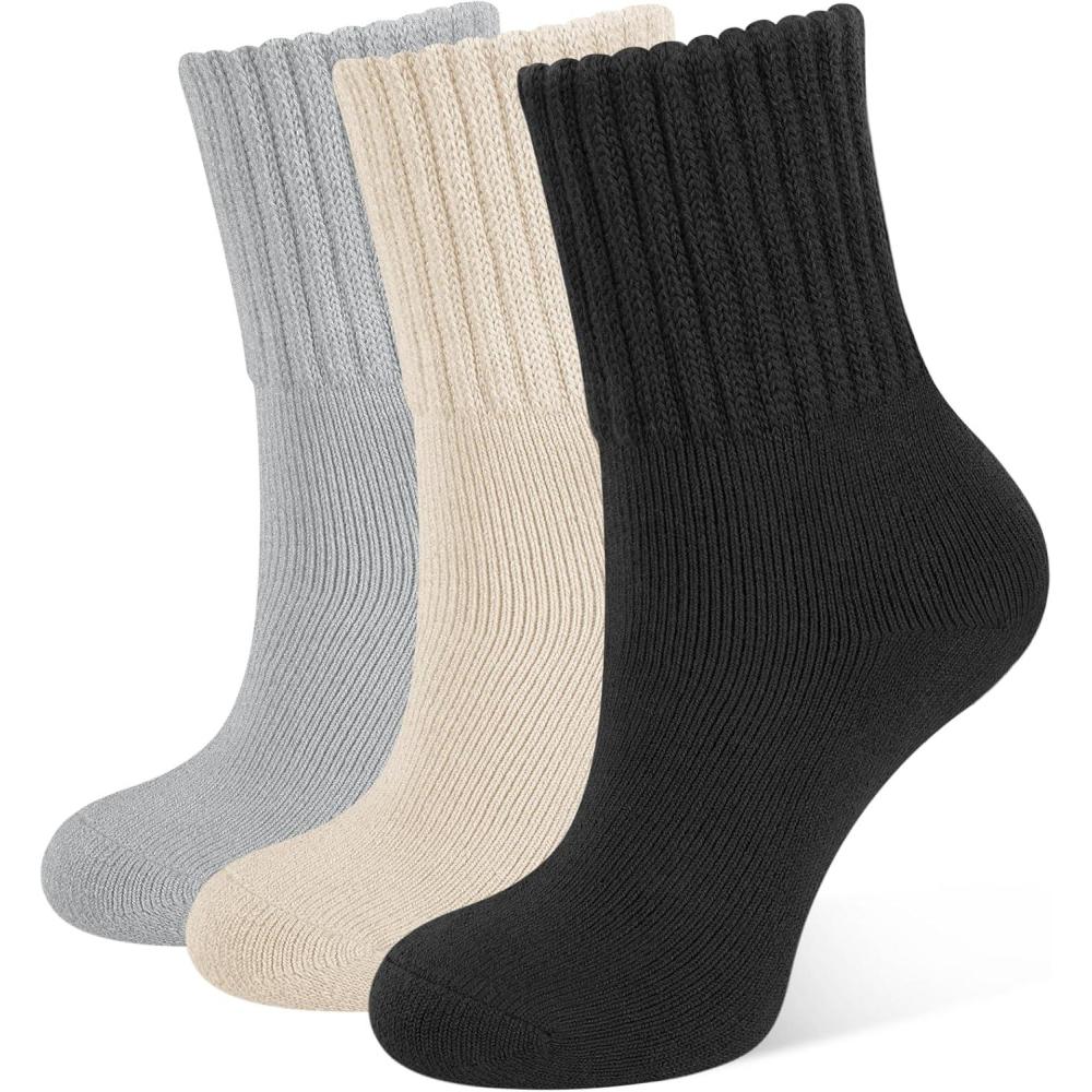 image:imageCLOSEMATE 3 Paires Chaussettes Chaudes Femme 3538 3942 dHiver Thermiques en Coton et Acrylique Antifroid UltraChaud Socquettes paisses Respirantes Multicolores pour Bottes Femme Amples1Noir 1Beige 1Gris clair