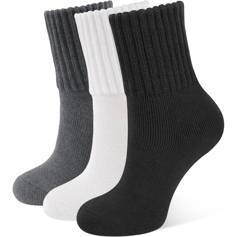 image:imageCLOSEMATE 3 Paires Chaussettes Chaudes Femme 3538 3942 dHiver Thermiques en Coton et Acrylique Antifroid UltraChaud Socquettes paisses Respirantes Multicolores pour Bottes Femme Amples1Noir 1Blanc 1Gris fonc
