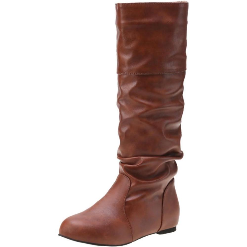 image:imageENEN Santiag Femme Cuir Western Taille 3543 Santiag Femme Gros Mollet Bottes Cowboy Talon Haut avec Fermeture clair Bottes Western Country pour Trekking4321 Marron