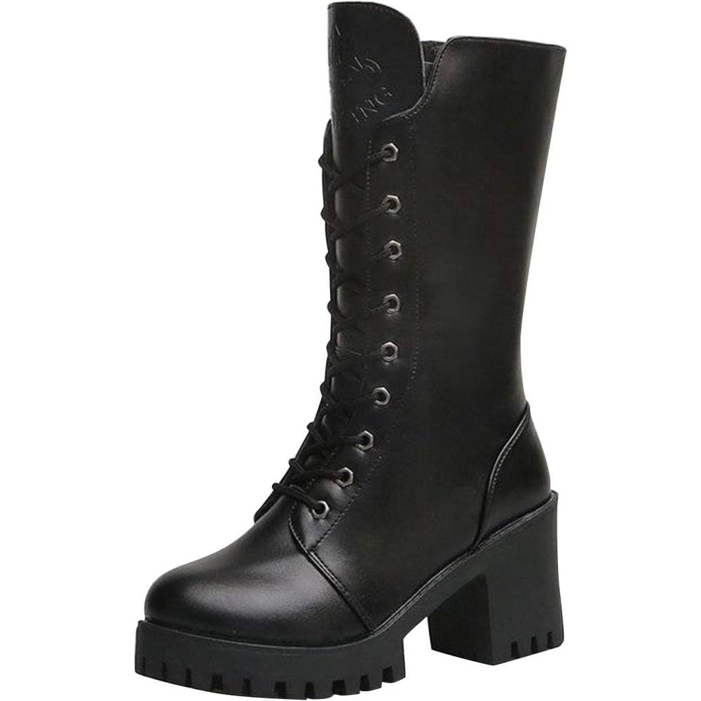 image:imageGenerisch Bottes rondes en cuir Western avec talon antidrapant pour femmeNoir