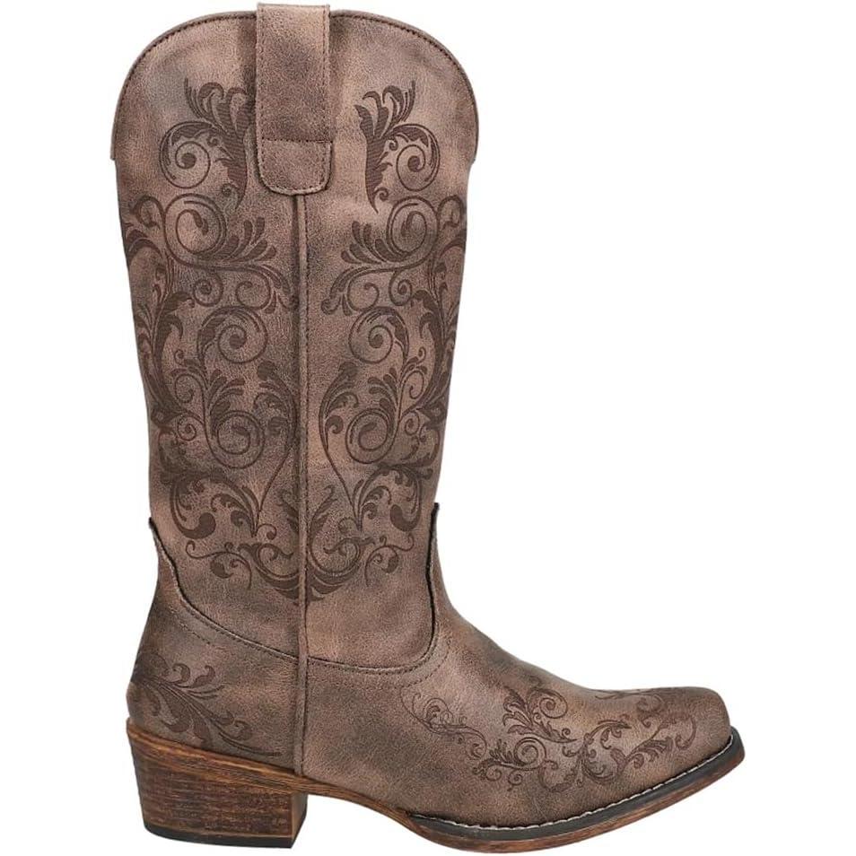 image:imageROPER Bottes brodes bout pointu dcontractes pour femmes talon bas mimollet 2551 cm MarronMarron