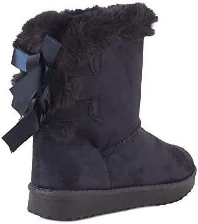 image:imageBottes fourres chaudes femme avec ruban satin et fourrure synthtiqueBleu
