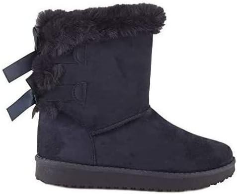 image:imageBottes fourres chaudes femme avec ruban satin et fourrure synthtiqueBleu