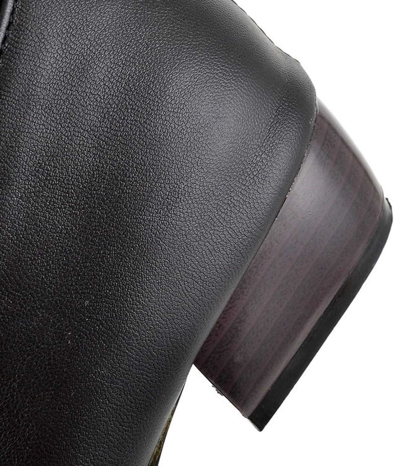 image:imageGnrique Bottes pour femme Hautes Genoux plates Cuir Verni Femelles Bottillon Souple Impermables Chaudes Travail Femme Bottes rtro classiques cuir vritable Cowboy Femme Bottine Automne HiverLe Noir