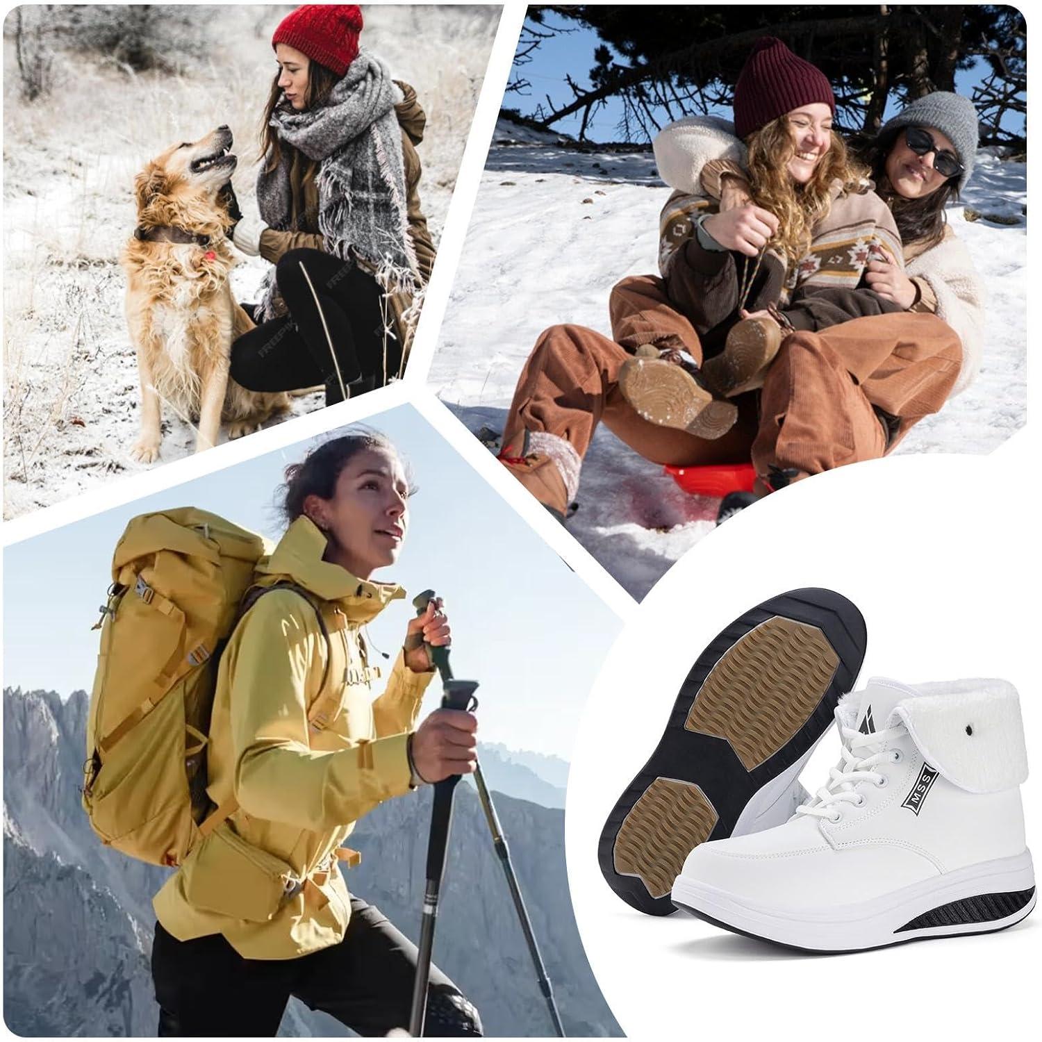 image:imageMishansha Femmes Bottes de Neige Chaud Fourrure Impermeable Antidrapant BottinesBlanc