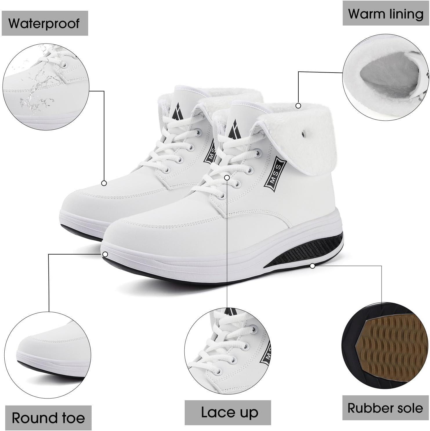 image:imageMishansha Femmes Bottes de Neige Chaud Fourrure Impermeable Antidrapant BottinesBlanc