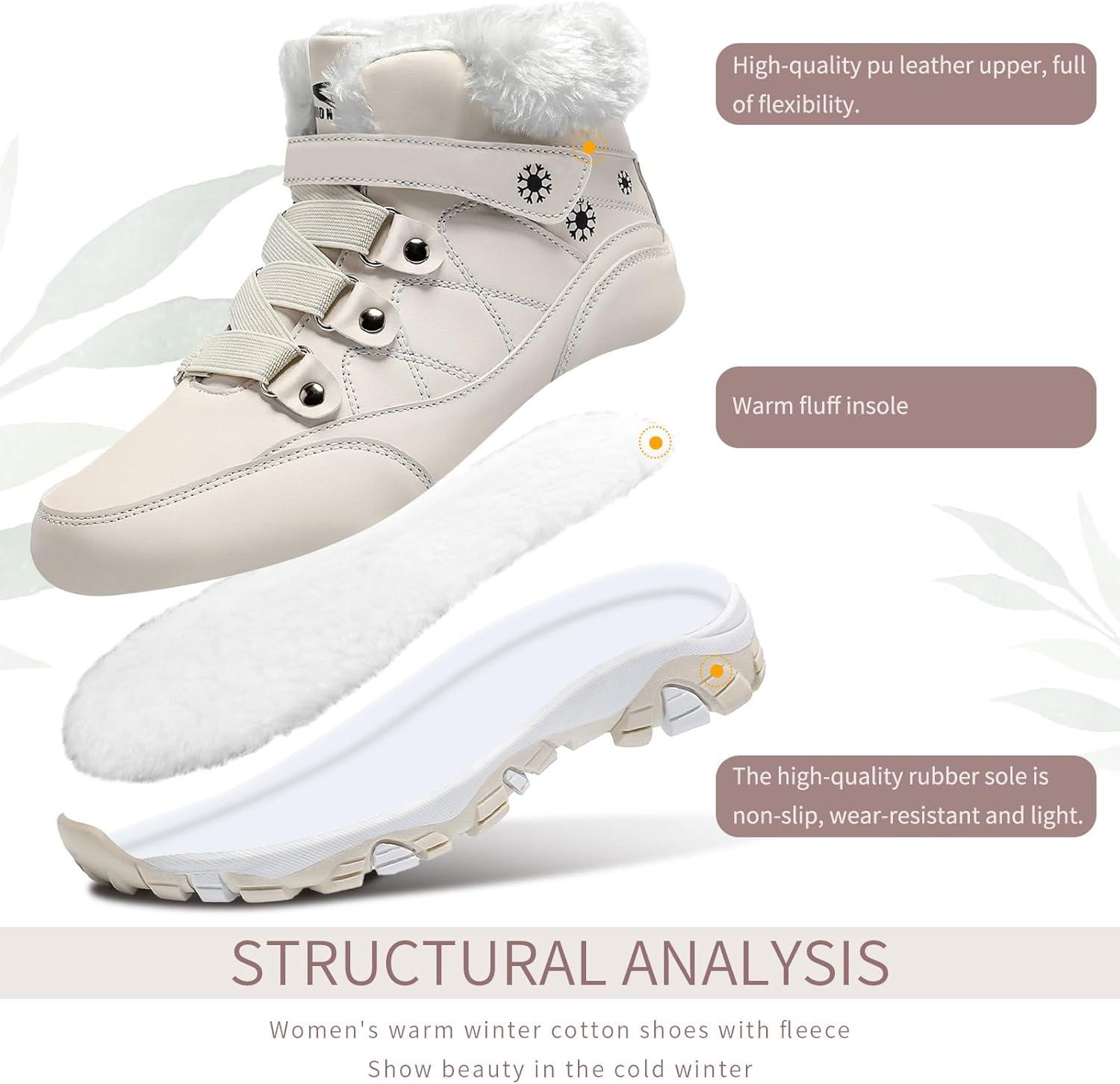 image:imageVITIKE Femme Bottes de Neige Hiver Bottes de RandonneBeige