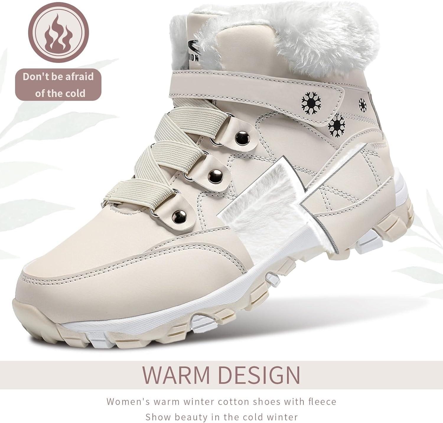 image:imageVITIKE Femme Bottes de Neige Hiver Bottes de RandonneBeige