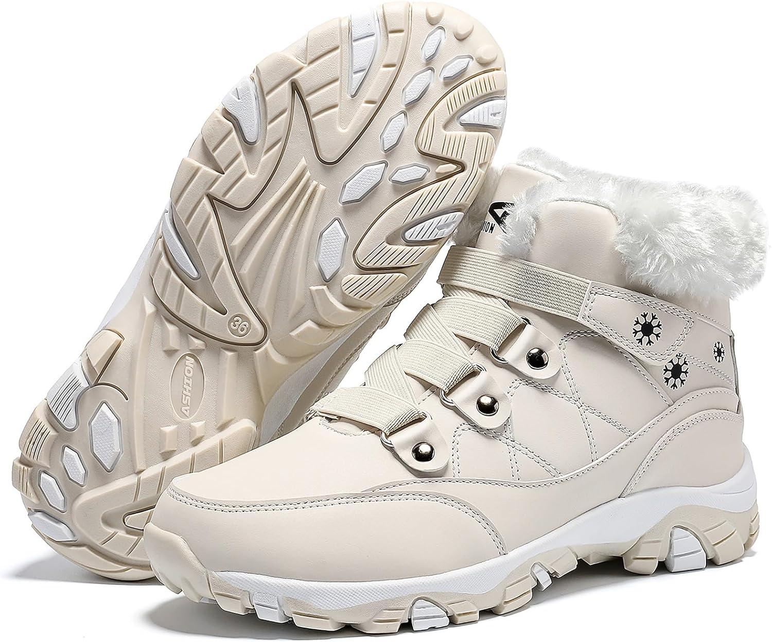 image:imageVITIKE Femme Bottes de Neige Hiver Bottes de RandonneBeige