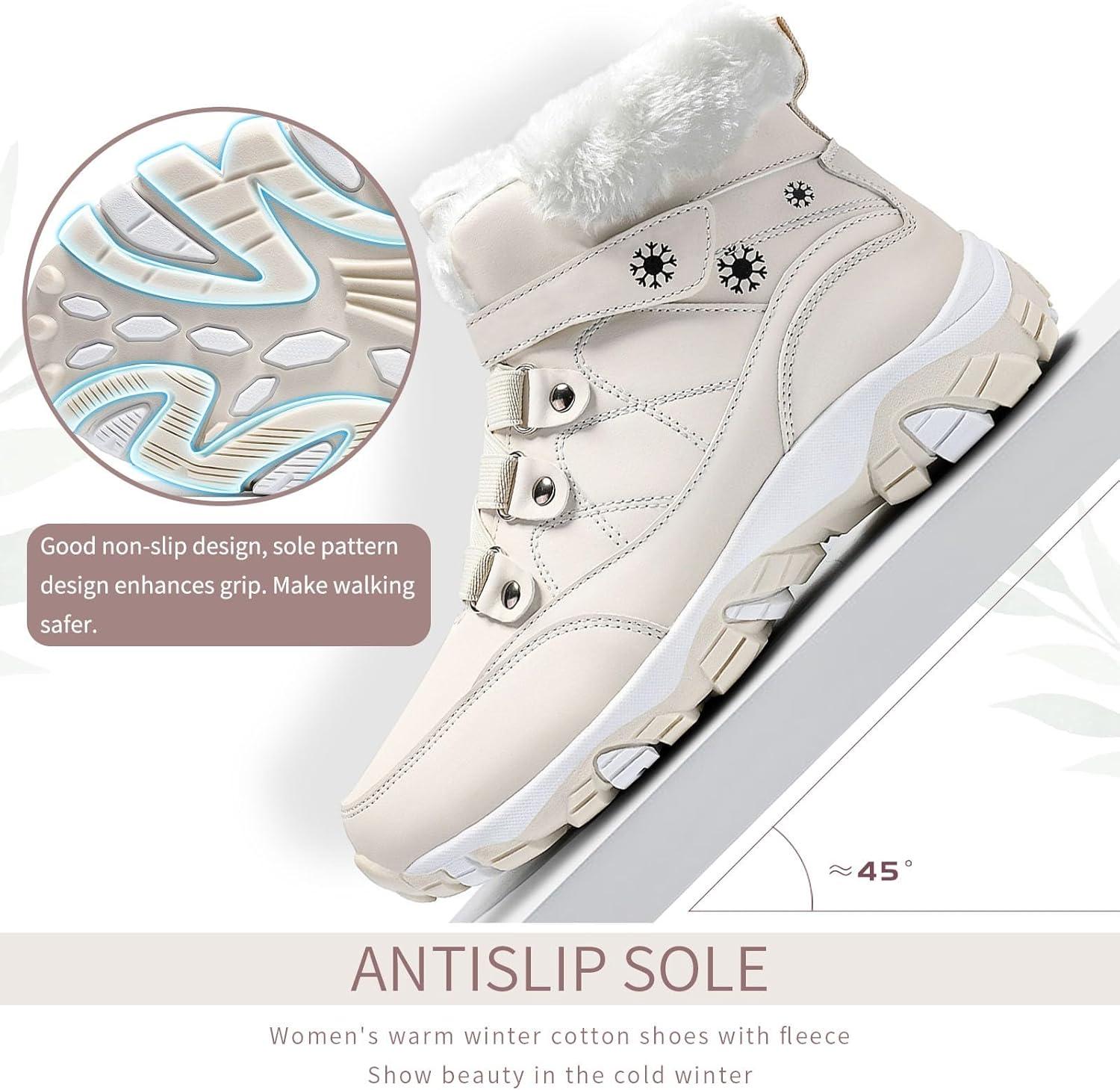 image:imageVITIKE Femme Bottes de Neige Hiver Bottes de RandonneBeige