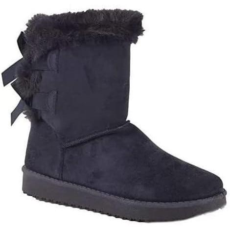 image:imageBottes fourres chaudes femme avec ruban satin et fourrure synthtiqueBleu