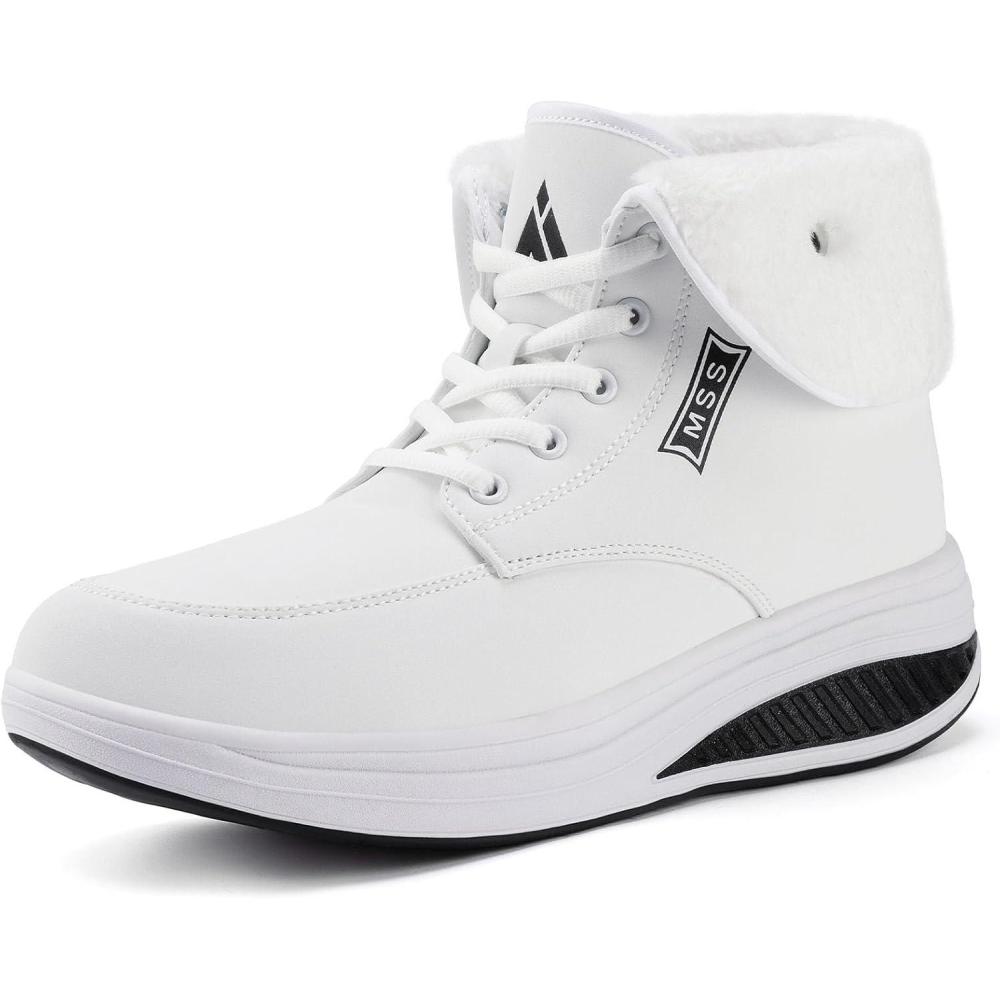 image:imageMishansha Femmes Bottes de Neige Chaud Fourrure Impermeable Antidrapant BottinesBlanc