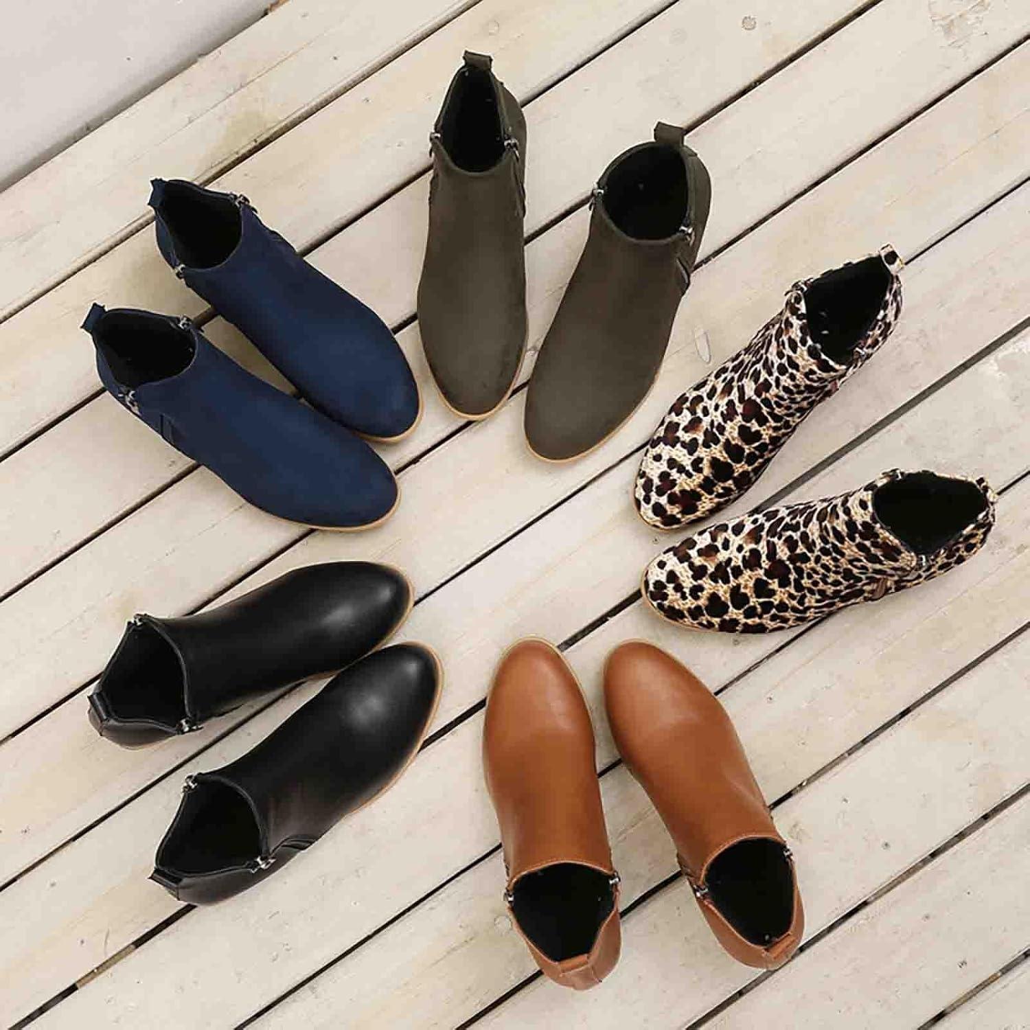 image:imageBottines Chelsea lgantes en cuir pour femme Avec talon Bottes dquitation confortables Doubles et chaudes Avec fermeture clair latrale Lgres RtroNoir