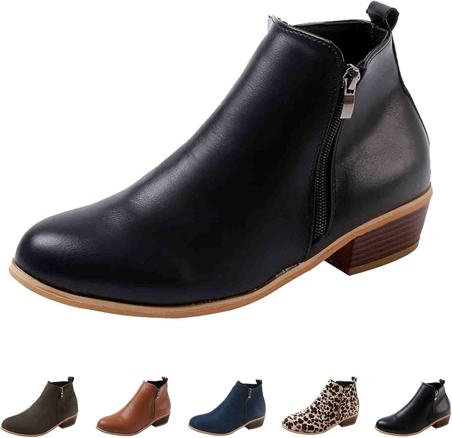 image:imageBottines Chelsea lgantes en cuir pour femme Avec talon Bottes dquitation confortables Doubles et chaudes Avec fermeture clair latrale Lgres RtroNoir