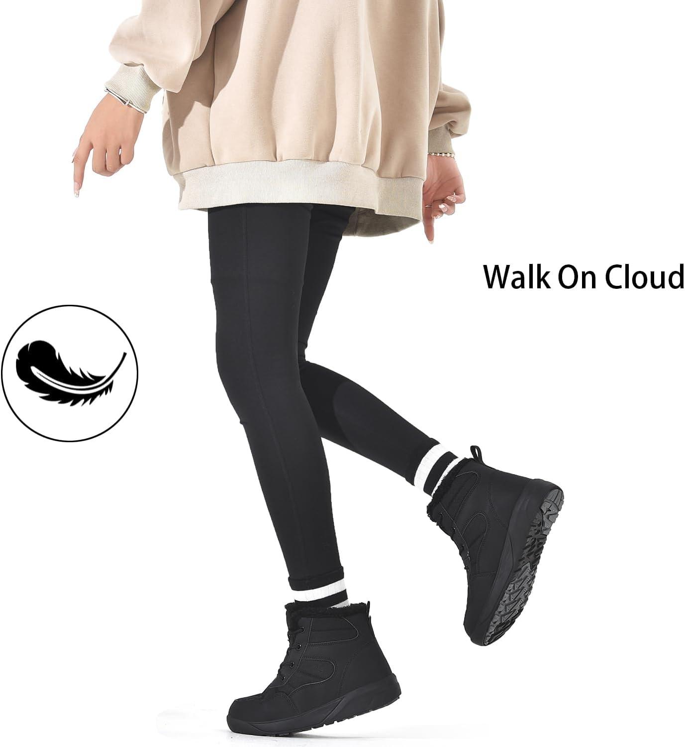 image:imageChayChax Bottines Hiver Femme Bottes de Neige Fourres Chaudes Bottines Lacets Impermable Snow Boots Chaussures dhiver AntidrapantesNoir