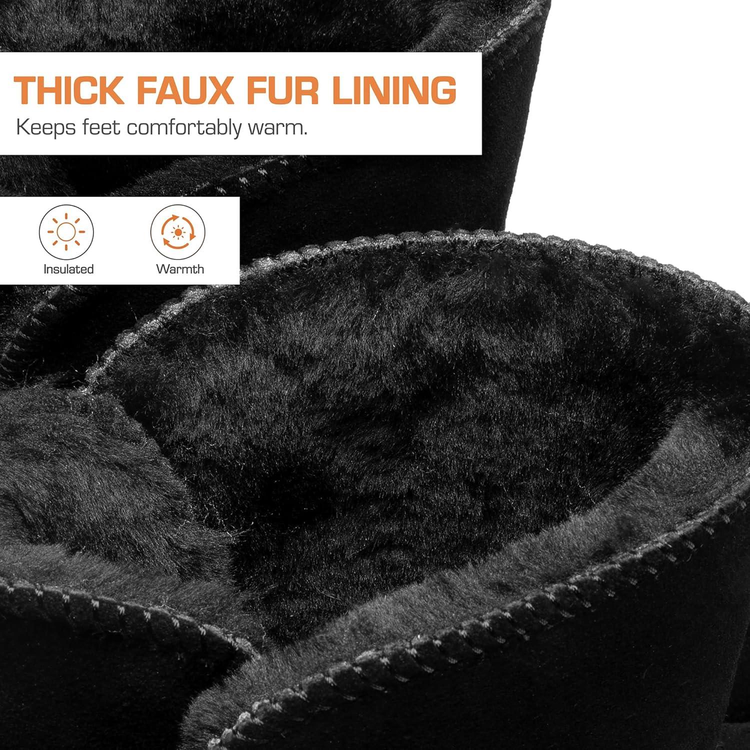 image:imageDREAM PAIRS Bottes Neige Femme Chaudes en Sudine Vritable avec Nud et Doublure en Fourrure Synthtique Antidrapantes pour HiverNoir