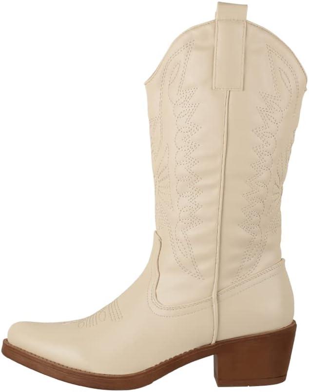 image:imageElara Bottes Femmes de Cowboy Motard ChunkyrayanBeige Toulouse