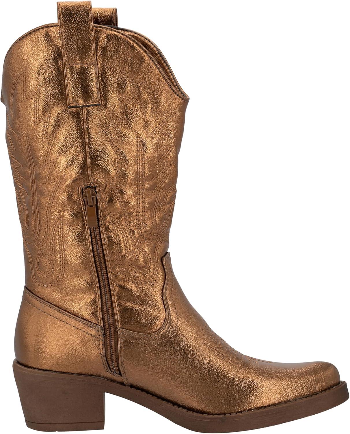 image:imageElara Bottes Femmes de Cowboy Motard ChunkyrayanOr Rose Paris