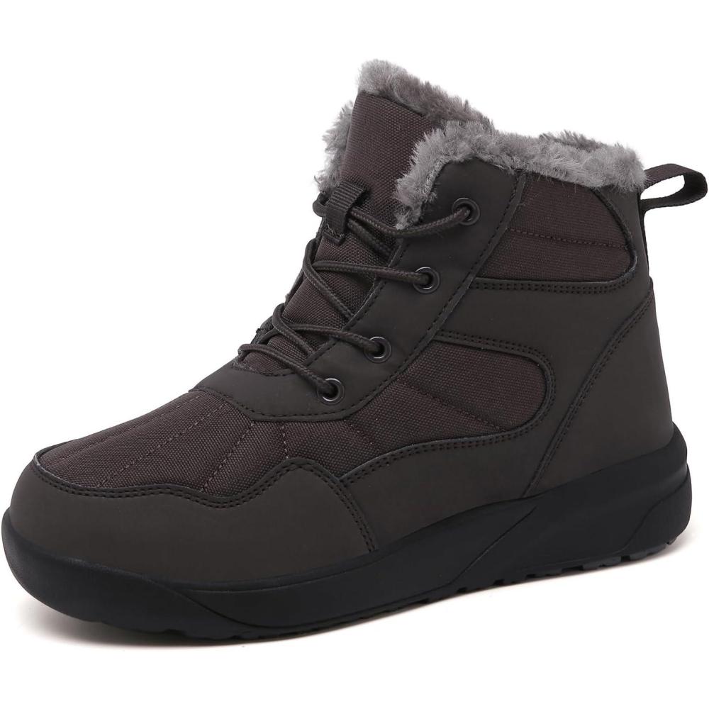 image:imageChayChax Bottines Hiver Femme Bottes de Neige Fourres Chaudes Bottines Lacets Impermable Snow Boots Chaussures dhiver AntidrapantesMarron