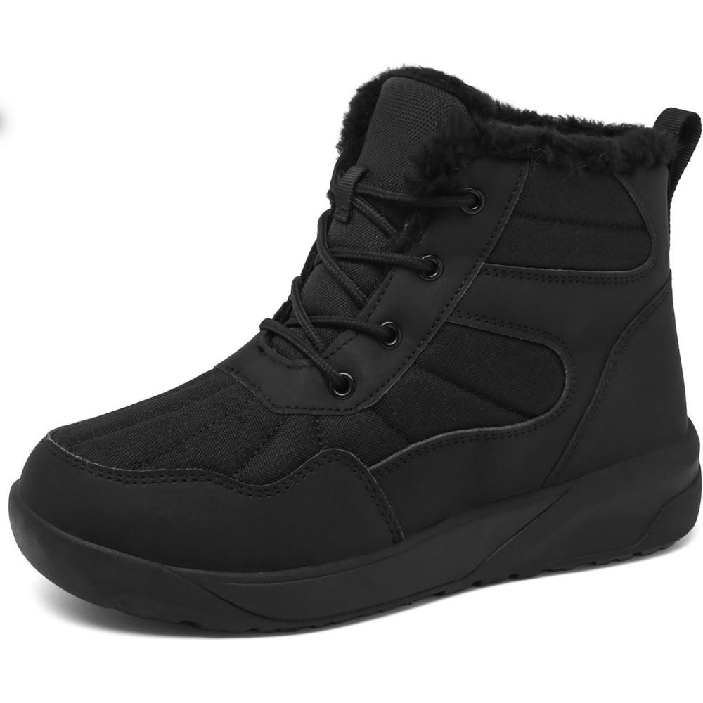 image:imageChayChax Bottines Hiver Femme Bottes de Neige Fourres Chaudes Bottines Lacets Impermable Snow Boots Chaussures dhiver AntidrapantesNoir