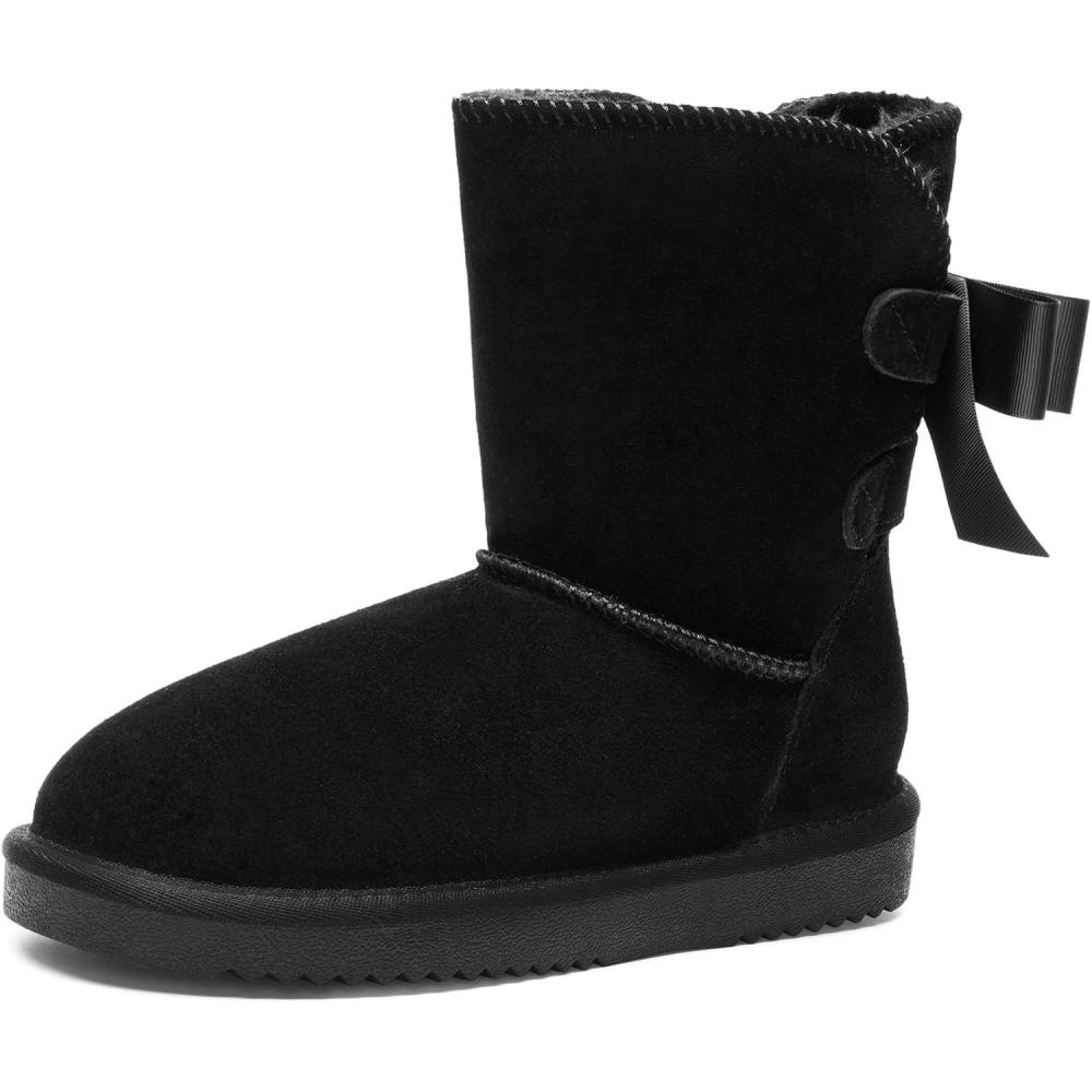 image:imageDREAM PAIRS Bottes Neige Femme Chaudes en Sudine Vritable avec Nud et Doublure en Fourrure Synthtique Antidrapantes pour HiverNoir