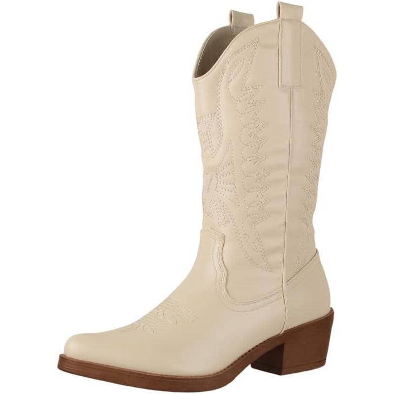 image:imageElara Bottes Femmes de Cowboy Motard ChunkyrayanBeige Toulouse