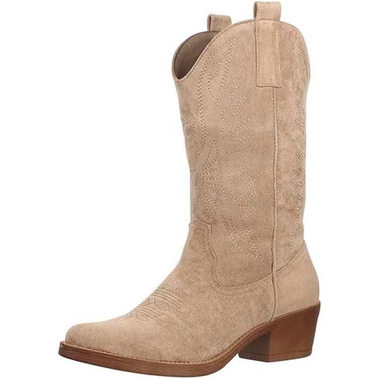 image:imageElara Bottes Femmes de Cowboy Motard ChunkyrayanKhaki Vichy