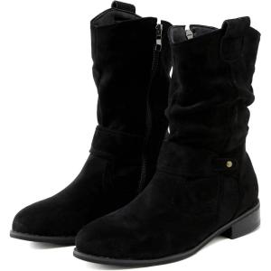 2025 Bottines d&rsquo;hiver à talons hauts pour femme Fermeture éclair Vêtements d&rsquo;extérieur Bottines classiques noires Nouveau talon épais Bottes en maille respirante(Noir)