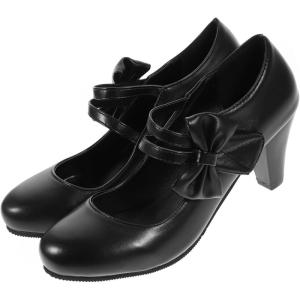 Abaodam Escarpins Femme Talons Hauts Épais Nœud Décoratif Cuir Synthétique Léger Soirée Mariage Taille 37 Noir Confortable Élégance