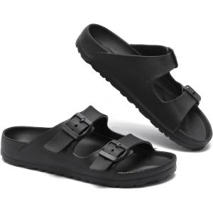 YUHITYGZGS Sandales Femme Homme été Confort Sandale et Mules Sandale Orthopediques Plage Piscine Tongs Claquettes Confort Pantoufles Foam Slides Eva Chausson(Noir)