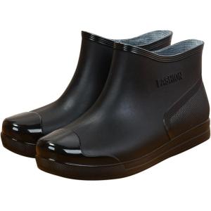 2026 Bottes de pluie tendance pour femme – Coupe basse – Tube court – Chaussures d&rsquo;eau en plastique avec semelle antidérapante – Doublure en polaire chaude – Semelle intérieure en coton amovible(Noir)