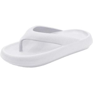 Tongs pour femme, homme, piscine, maison, plateforme d&rsquo;été, chaussons de douche, bain souples, sandales unisexes, plage antidérapantes, tongs confortables chaussons décontractés Slippers Slide Foam(Blanc)