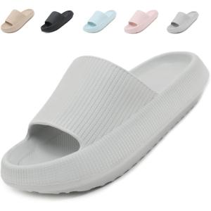 Uniuni Claquettes Femme Sandales Homme Confortables Pantoufles Antidérapant Chaussures de Bain Cloud Slides pour Maison Plage Piscine(Gris)