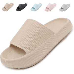 Uniuni Claquettes Femme Sandales Homme Confortables Pantoufles Antidérapant Chaussures de Bain Cloud Slides pour Maison Plage Piscine(Kaki)