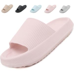 Uniuni Claquettes Femme Sandales Homme Confortables Pantoufles Antidérapant Chaussures de Bain Cloud Slides pour Maison Plage Piscine(Rose)
