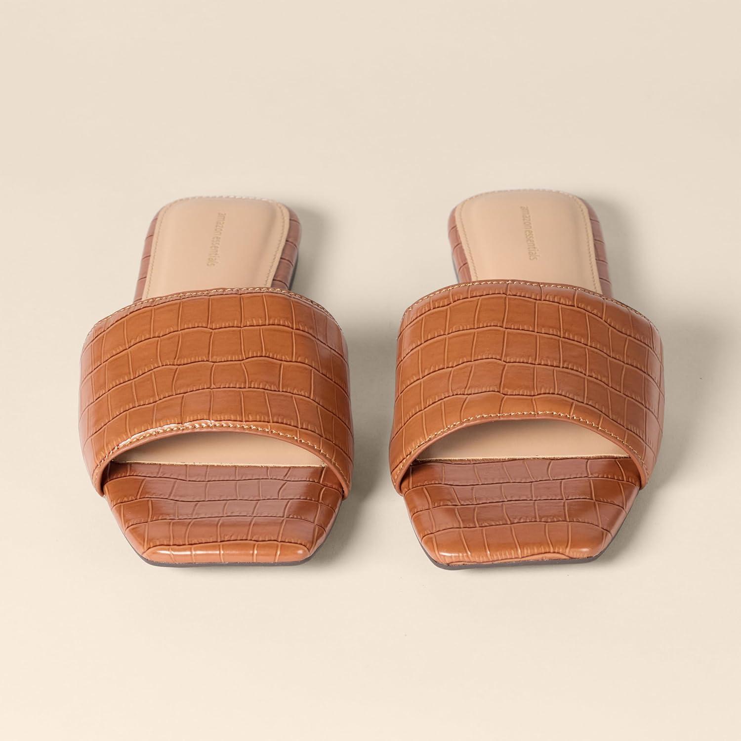 image:imageAmazon Essentials Slide SandalsFausse Crocodile Brun Clair
