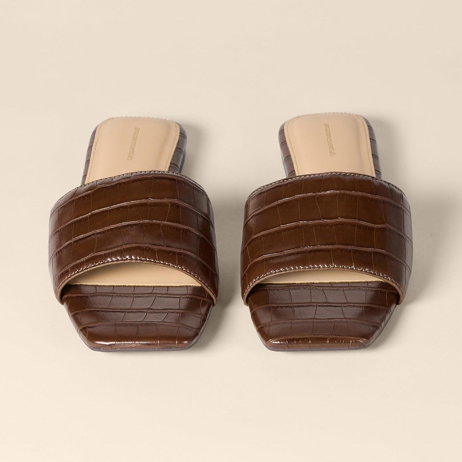 image:imageAmazon Essentials Slide SandalsFaux Crocodile Marron