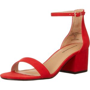 Amazon Essentials Femme Sandale à Talons et Double Bride(Rouge Coquelicot Vif)