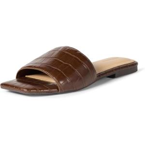 Amazon Essentials Slide Sandals(Faux Crocodile Marron)