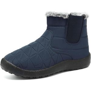 2025 Bottines de neige chaudes pour femme – Bottes de neige pour femme – Bottes de neige à enfiler – Tige mi-haute – Talon plat doublé – Décontractées – Confortables – Pour la marche en plein air(Bleu)